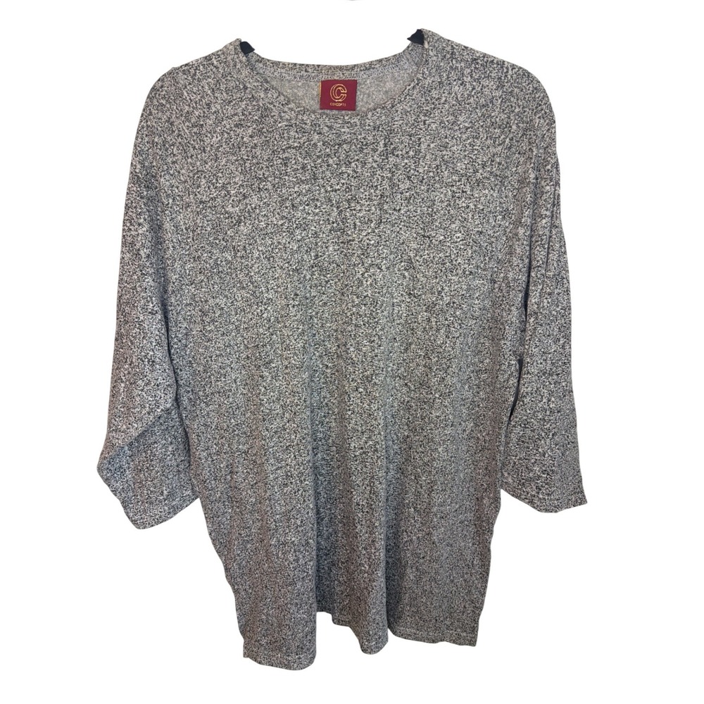 Concepts Mens XL Grey Marl Knit‎ 3 Quarter Sleeve T-Shirt